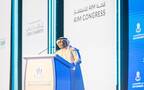 جاسم محمد البديوي، الأمين العام لمجلس التعاون لدول الخليج العربية، خلال مشاركته في قمة AIM للاستثمار- بمدينة دبي