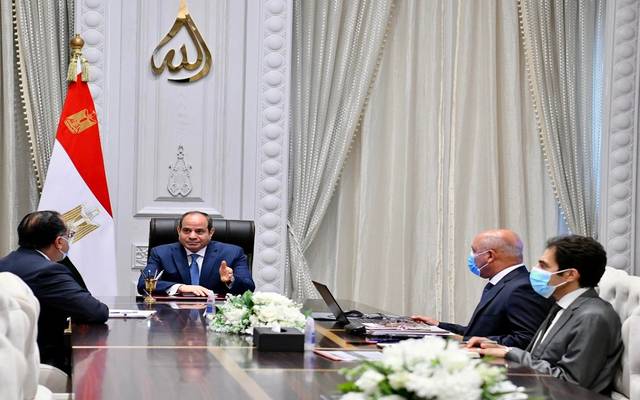 اجتماع الرئيس المصري عبد الفتاح السيسي مع مصطفى مدبولي وكامل الوزيرزءؤزوئء وز