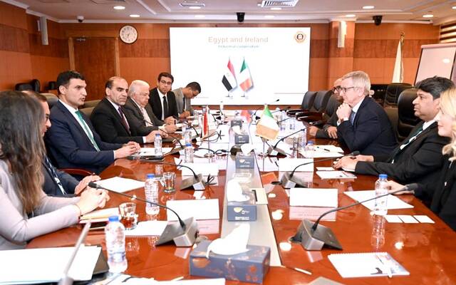 خالد هاشم وزير الصناعة المصري مع أيدن أوهارا سفير إيرلندا لدى مصر