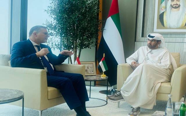 المهندس كريم بدوي وزير البترول والثروة المعدنية المصري ووزير الصناعة والتكنولوجيا المتقدمة بدولة الإمارات سلطان احمد الجابر