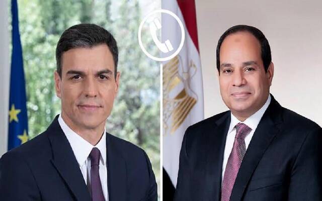 الرئيس المصري عبد الفتاح السيسي مع بيدرو سانشيز رئيس وزراء مملكة إسبانيا