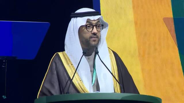 النائب الأعلى للرئيس للمشتريات وإدارة سلاسل الإمداد في شركة "أرامكو"، سليمان الربيعان، خلال مؤتمر سلاسل الإمداد بالرياض