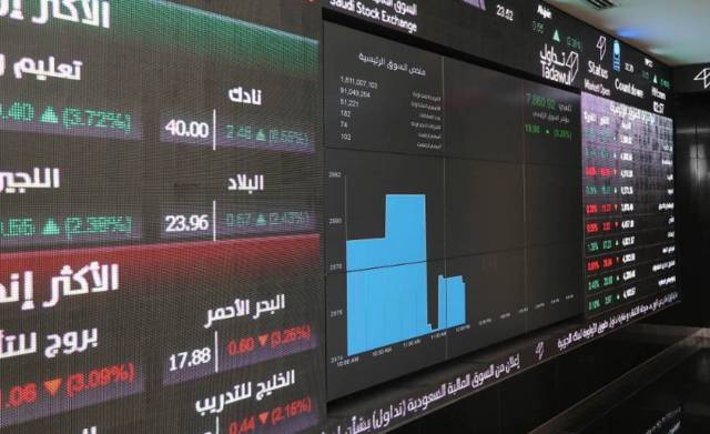 شاشة تداول لسوق الأسهم السعودية