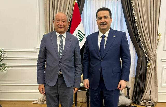 نجيب ساويرس ورئيس الوزراء العراقي محمد شياع السوداني