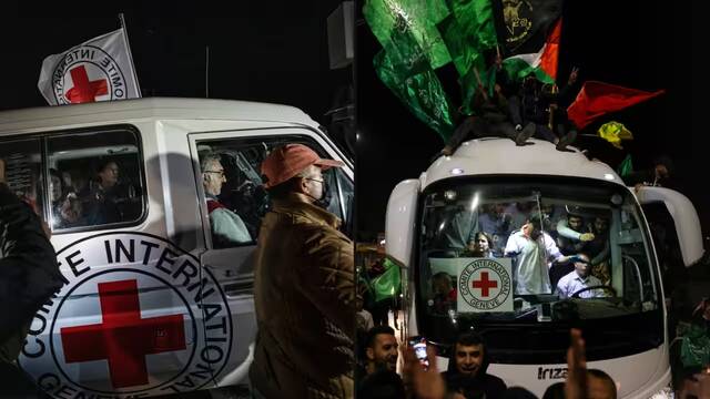 جانب من عملية تبادل الأسرى بين حركة حماس وقوات الاحتلال