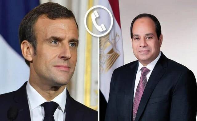 الرئيس المصري عبد الفتاح السيسي ونظيره الفرنسي إيمانويل ماكرون