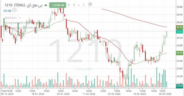 الأداء اليومي لسهم بي سي اي - كل 4 ساعات