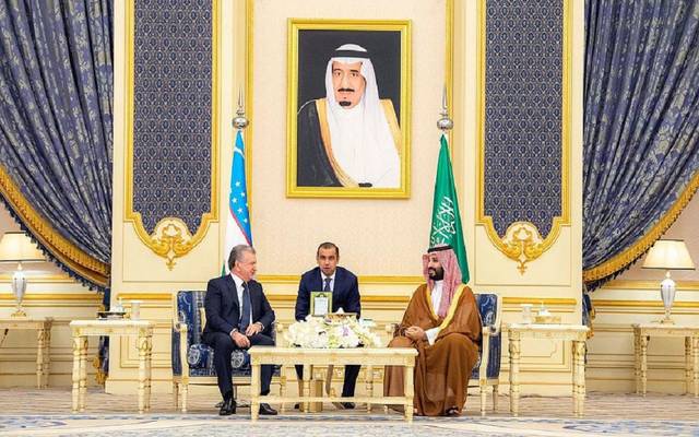 جانب من لقاء ولي العهد ورئيس أوزباكستان