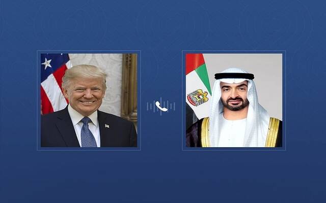 محمد بن زايد آل نهيان رئيس دولة الإمارات و دونالد ترامب رئيس الولايات المتحدة الأمريكية