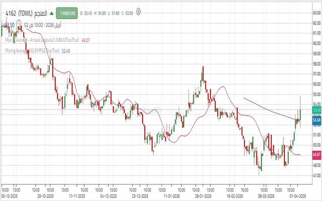 حركة أداء سهم شركة المنجم للأغذية