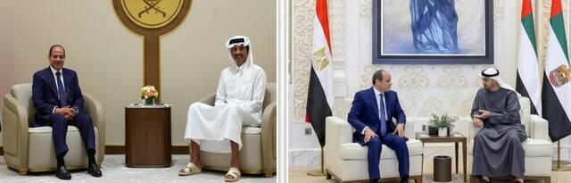 السيسي مع رئيس الإمارات وأمير قطر