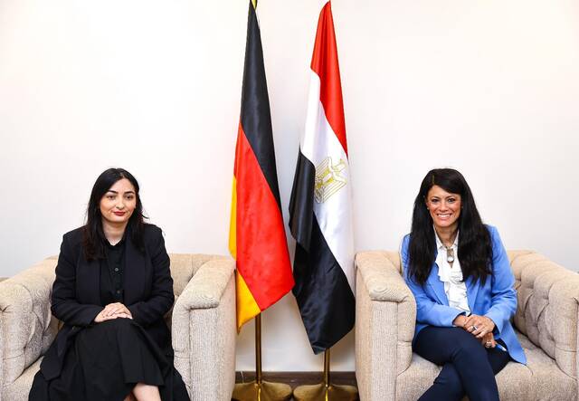 الدكتورة رانيا المشاط، خلال استقبالها ريم العبلي- رادوفان، وزيرة ألمانيا الاتحادية للتعاون الاقتصادي والتنمية