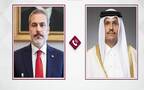 الشيخ محمد بن عبدالرحمن بن جاسم آل ثاني رئيس مجلس الوزراء وزير الخارجية القطري وهاكان فيدان وزير الخارجية بالجمهورية التركية