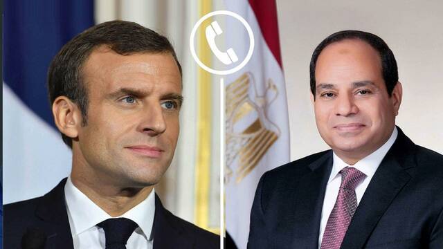 الرئيس المصري عبد الفتاح السيسي ونظيره الفرنسي إيمانويل ماكرون