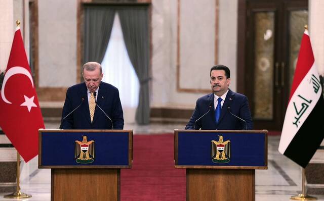 المؤتمر الصحفي لمحمد شياع السوداني رئيس مجلس الوزراء العراقي مع الرئيس التركي رجب طيب أردوغان
