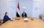 الرئيس المصري عبد الفتاح السيسي مع حسن عبد الله محافظ البنك المركزي
