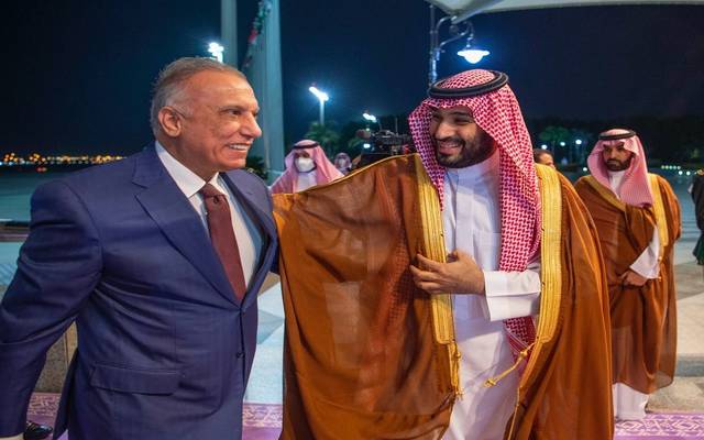 جانب من استقبال ولي العهد السعودي لرئيس الوزراء العراقي