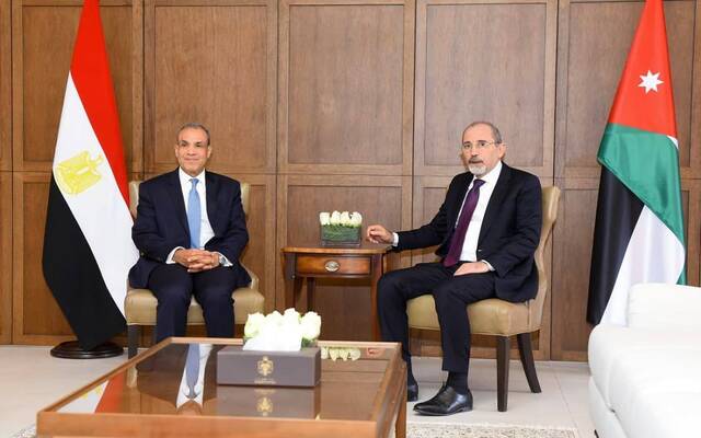 بدر عبد العاطي وزير الخارجية والتعاون الدولي والمصريين بالخارج خلال جلسة مباحثات مع أيمن الصفدي وزير الخارجية وشئون المغتربين بالمملكة الأردنية