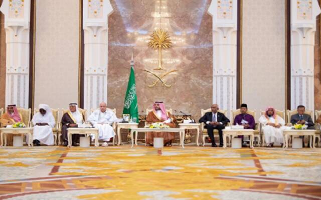 ولي العهد يقيم حفل الاستقبال السنوي لضيوف الرحمن ويؤكد دعم فلسطين وخدمة الحجاج