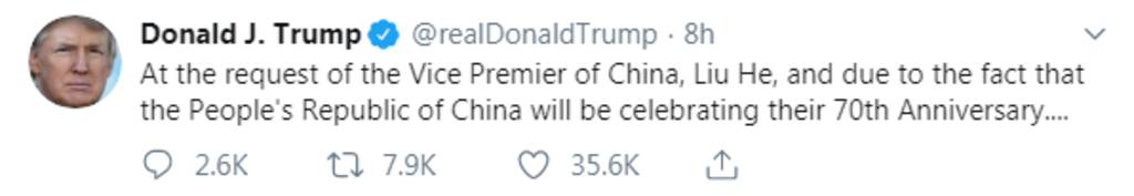 Trump postpones tariff hike on Chinese goods to Oct. 15 1024