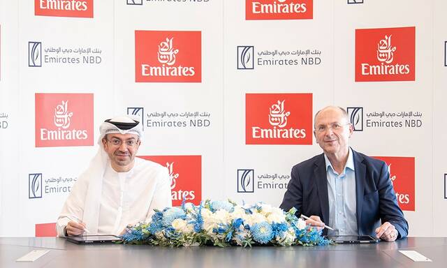 Ahmed Al Qassim, Group Head of Wholesale Banking at Emirates NBD, and Michael Doersam, Group Services Officer at Emirates
