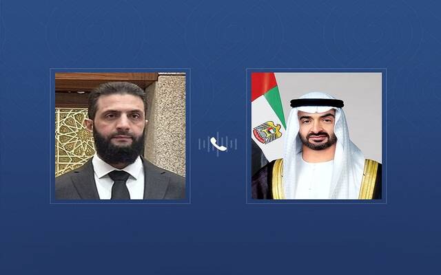 محمد بن زايد يؤكد للشرع موقف الإمارات الداعم للشعب السوري