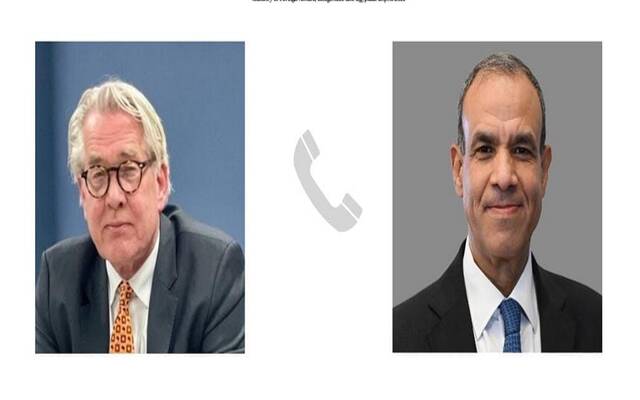 بدر عبدالعاطي وزير الخارجية والهجرة المصري وتور وينسلاند المنسق الأممي الخاص لعملية السلام في الشرق الأوسط