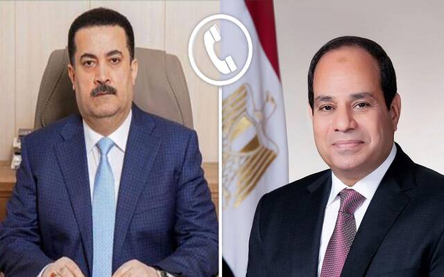 الرئيس المصري عبدالفتاح السيسي ورئيس الوزراء العراقي محمد شياع السوداني