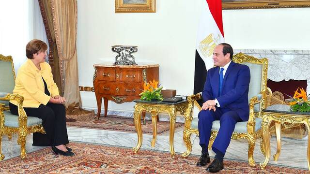 مديرة صندوق النقد تعلق على لقاء الرئيس السيسي في باريس