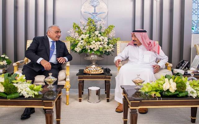 خلال لقاء الملك سلمان بن عبدالعزيز مع رئيس الوزراء العراقي عادل عبدالمهدي
