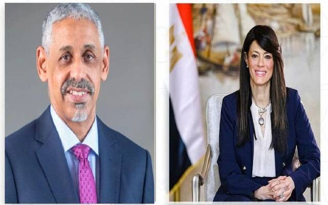 رانيا المشاط وزيرة التخطيط والتنمية الاقتصادية والتعاون الدولي المصرية و"سيدي ولد التاه" الرئيس الجديد لمجموعة البنك الإفريقي للتنمية