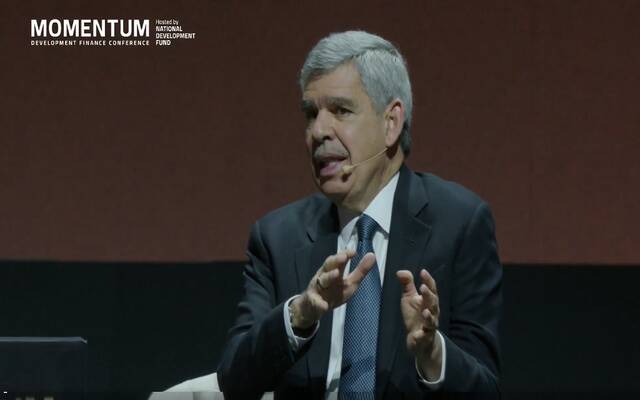 الخبير الاقتصادي العالمي، محمد العريان خلال مشاركته في مؤتمر التمويل التنموي بالرياض