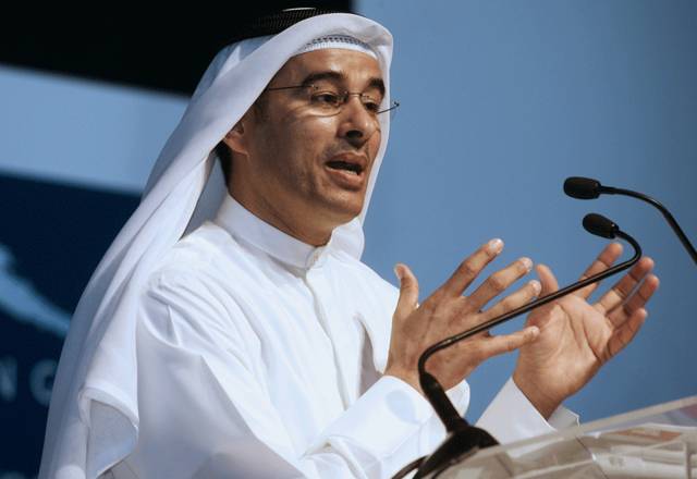 محمد العبار رئيس مجلس إدارة شركة إعمار العقارية بأحد المؤتمرات الصحفية السابقة، الصورة أرشيفية