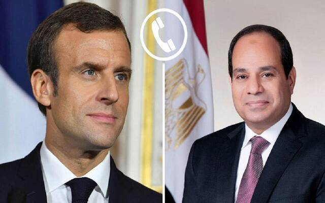 الرئيس المصري عبد الفتاح السيسي ونظيره الفرنسي إيمانويل ماكرون