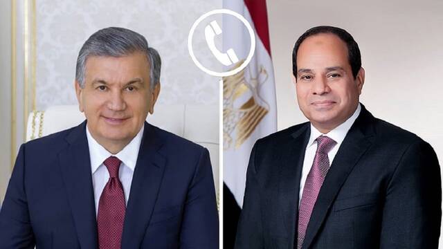الرئيس المصري عبد الفتاح السيسي وشوكت ميرضياييف، رئيس جمهورية أوزبكستان