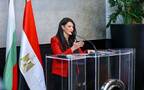 وزيرة التخطيط والتنمية الاقتصادية والتعاون الدولي المصرية رانيا المشاط خلال المؤتمر