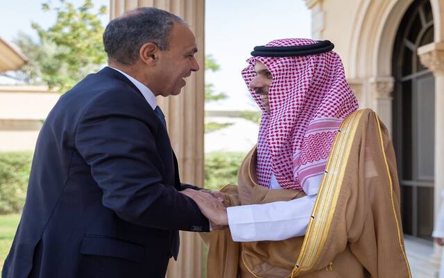 الأمير فيصل بن فرحان بن عبدالله وزير الخارجية ووزير الخارجية والهجرة في جمهورية مصر العربية الدكتور بدر عبدالعاطي
