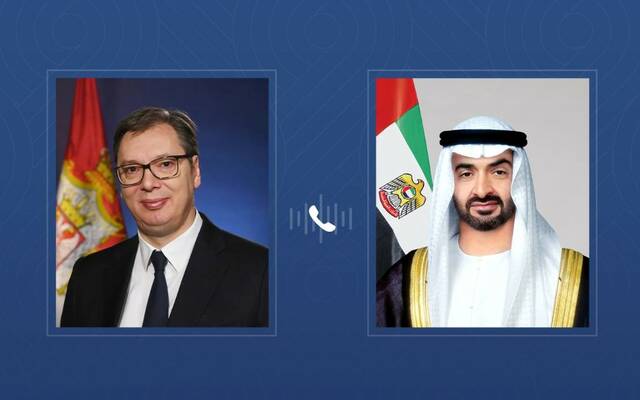 الشيخ محمد بن زايد آل نهيان رئيس دولة الإمارات يتلقى اتصالاً هاتفياً من الكسندر فوتشيتش رئيس جمهورية صربيا