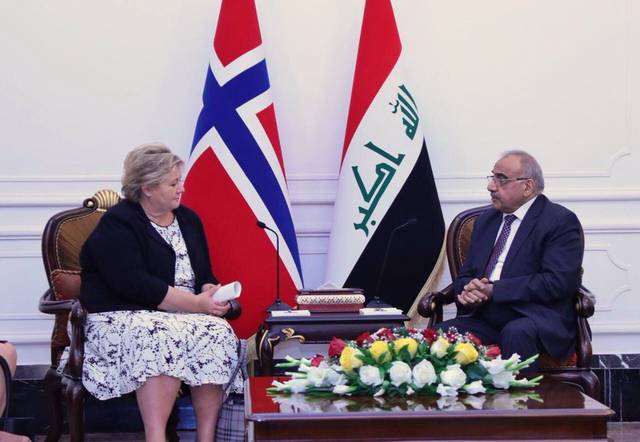 رئيس الوزراء العراقي يستقبل نظيرته النرويجية