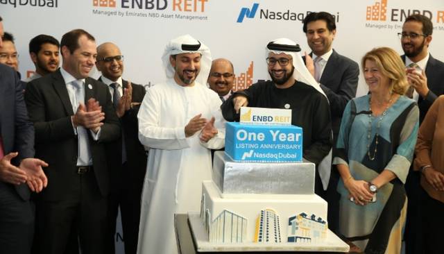 Bin Hendi during the celebration of ENBD REIT's 1 year anniversary on Nasdaq Dubai