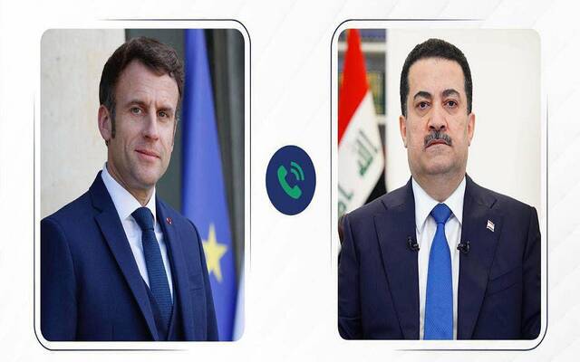 رئيس مجلس الوزراء العراقي محمد شياع السوداني والرئيس الفرنسي ايمانويل ماكرون
