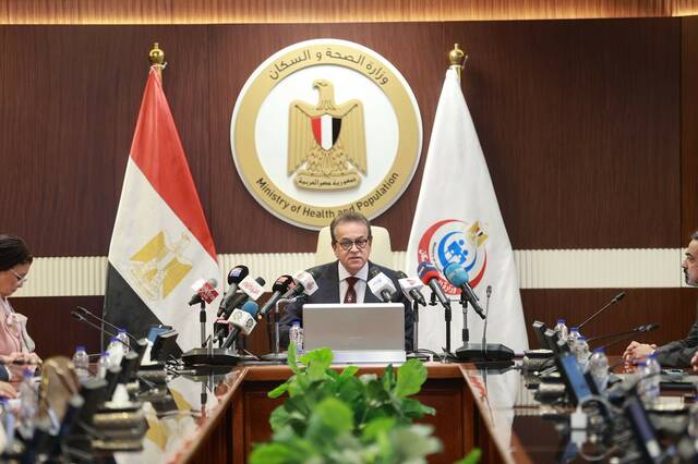 وزير الصحة أثناء المؤتمر