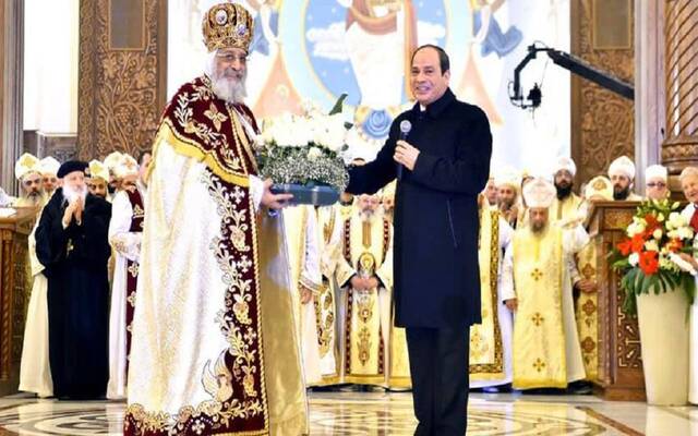 الرئيس عبد الفتاح السيسي خلال كلمته في احتفالية عيد الميلاد بكاتدرائية ميلاد المسيح بالعاصمة الجديدة