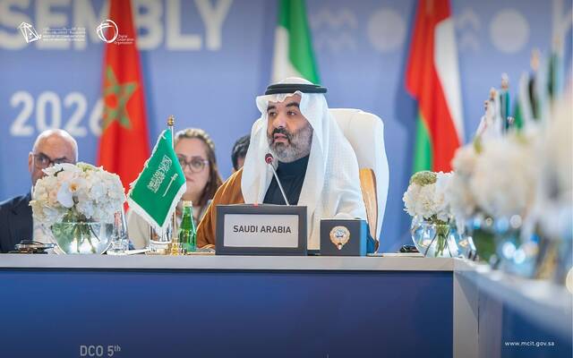 وزير الاتصالات وتقنية المعلومات، عبدالله بن عامر السواحة، خلال كلمة ألقاها في اجتماع الجمعية العمومية لمنظمة التعاون الرقمي بالكويت