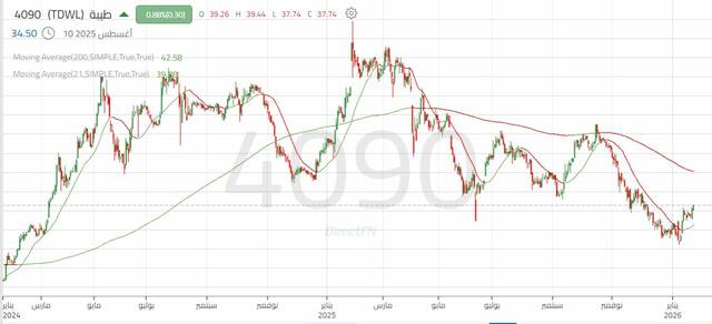 الأداء اليومي لسهم طيبة