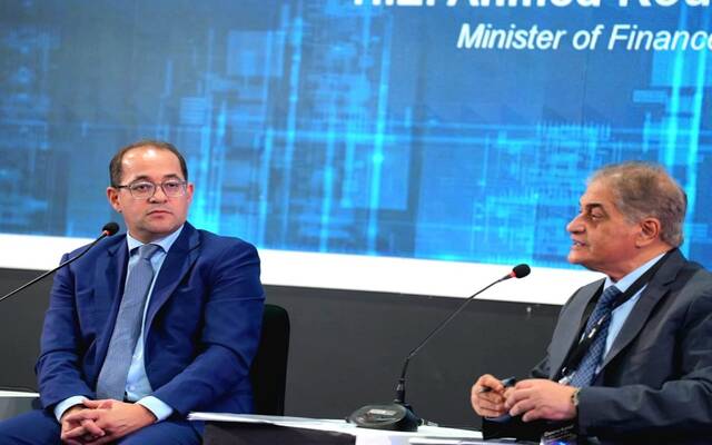 أحمد كجوك وزير المالية مع ممثلي شركات التكنولوجيا بمؤتمر "Cairo ICT"