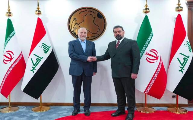 رئيس مجلس النواب العراقي يستقبل رئيسَ مجلس الشورى الإيراني محمد باقر قاليباف