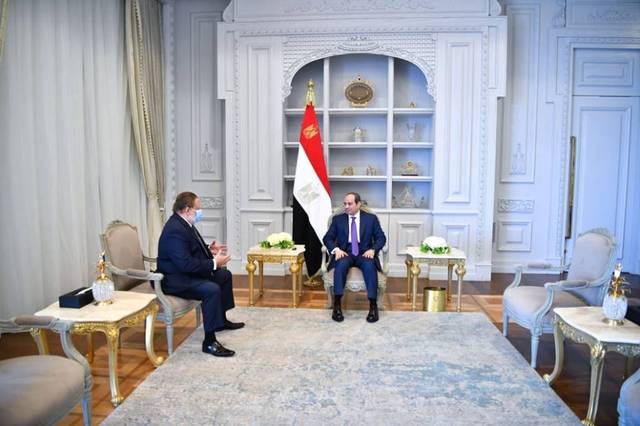 Part of the meeting held between Egypt’s President and Hassan Abdalla earlier today.