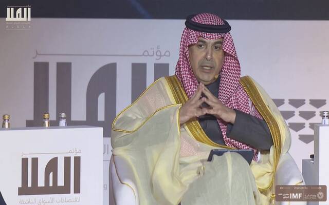 محافظ البنك المركزي السعودي أيمن السياري خلال جلسة حوارية في مؤتمر العلا لاقتصادات الأسواق الناشئة