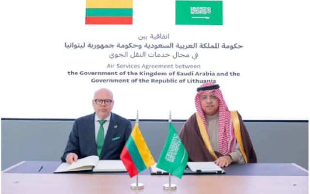 توقيع اتفاقيةً في مجال خدمات النقل الجوي بين حكومة المملكة العربية السعودية وحكومة جمهورية ليتوانيا